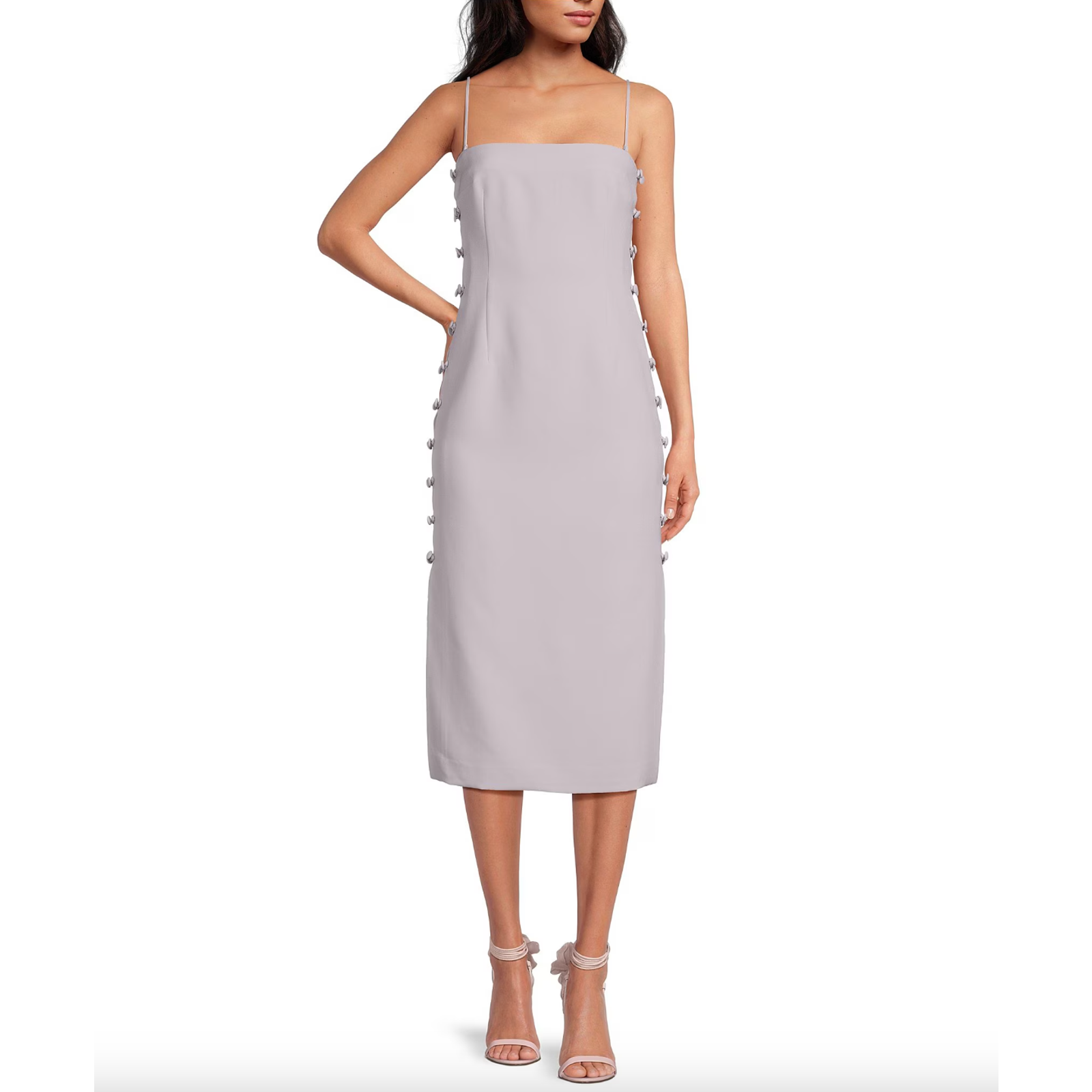 Gianni Bini Caelynn Bell Tori Dress Midi Crepe Side Cutout Light Ballet Us 8 Nwt